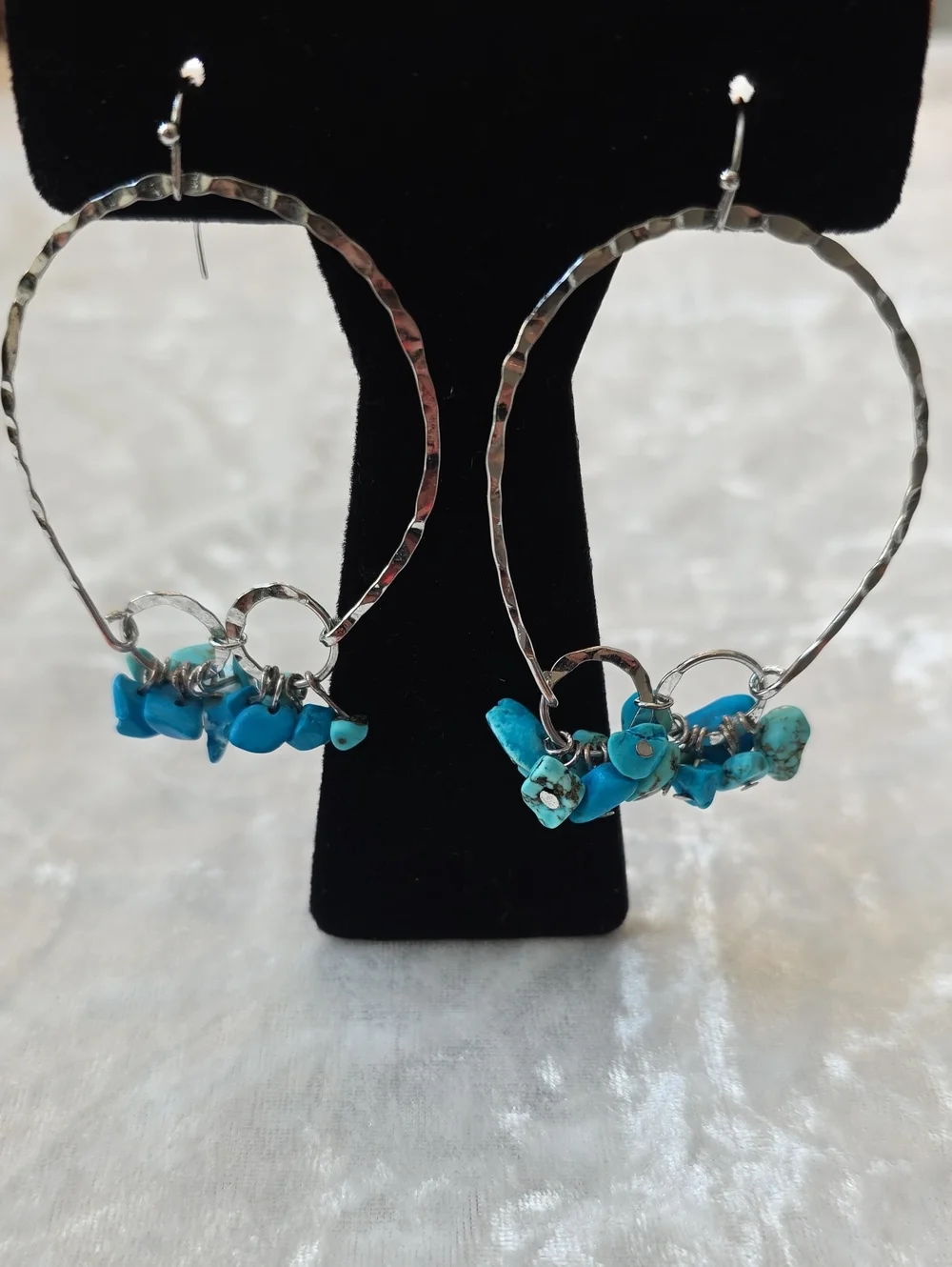 Turquoise Chip Hoop BOHO Southwestern Earrings